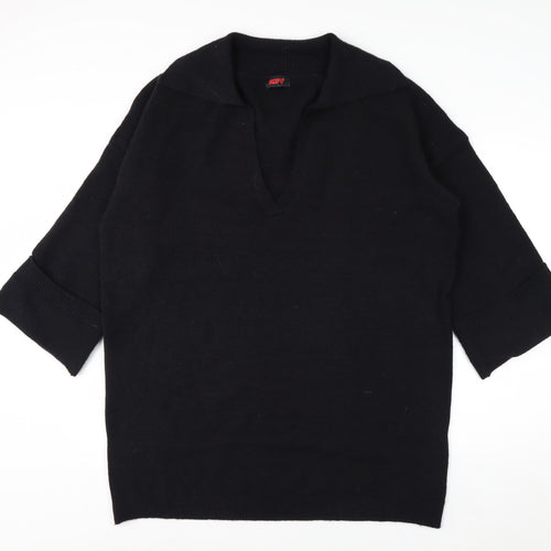 MissPap Women's Black V-Neck Knit Pullover Jumper M 3/4 Sleeve