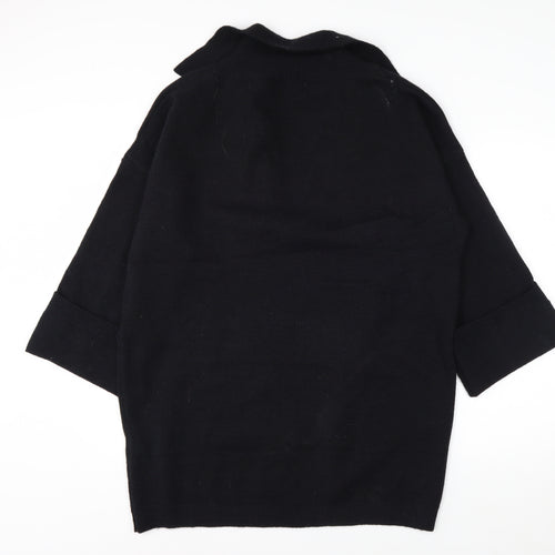 MissPap Women's Black V-Neck Knit Pullover Jumper M 3/4 Sleeve