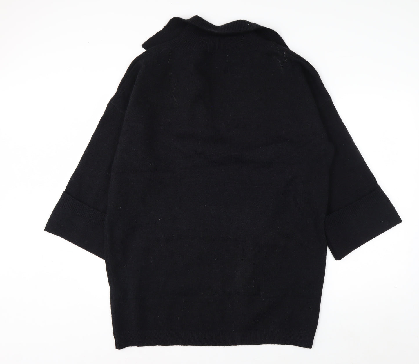 MissPap Women's Black V-Neck Knit Pullover Jumper M 3/4 Sleeve