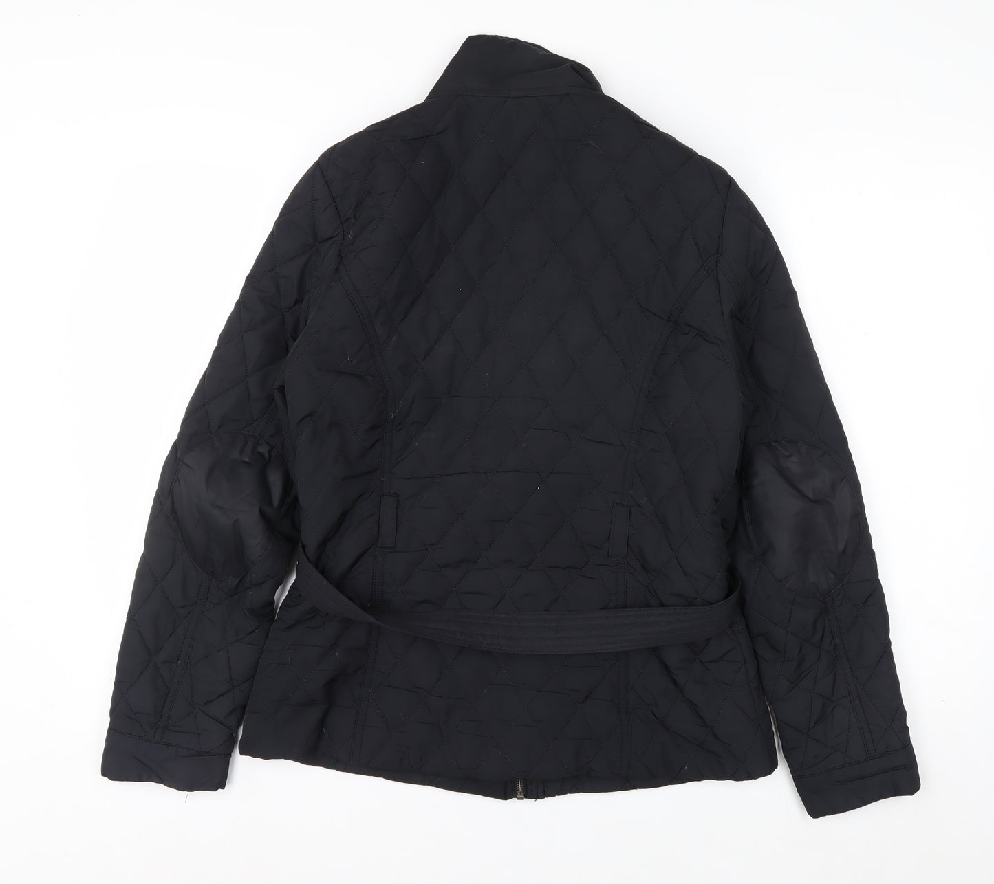 H&M Womens Black Quilted Belted Mid-Length Jacket Size 10