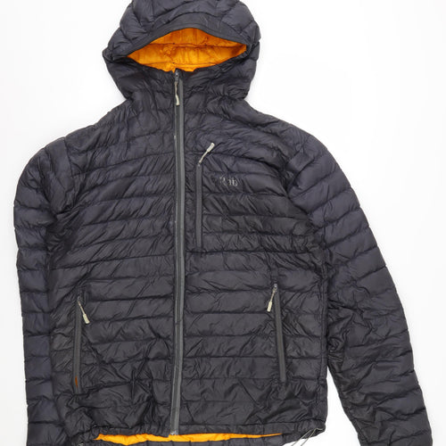 Rab Men's Black L Lightweight Down Puffer Jacket Hooded