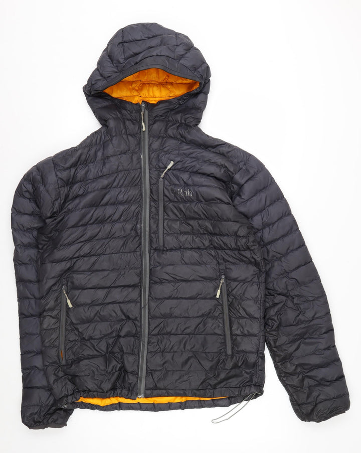 Rab Men's Black L Lightweight Down Puffer Jacket Hooded