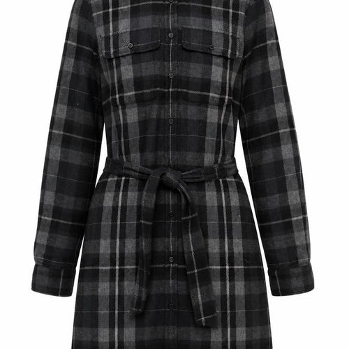 Ralph Lauren Women Black Plaid Cotton Belted Shirt Dress Size 2