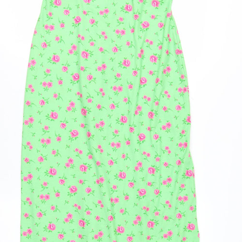 ASOS Women Green Floral Slip Dress Size 10 Sleeveless Midi