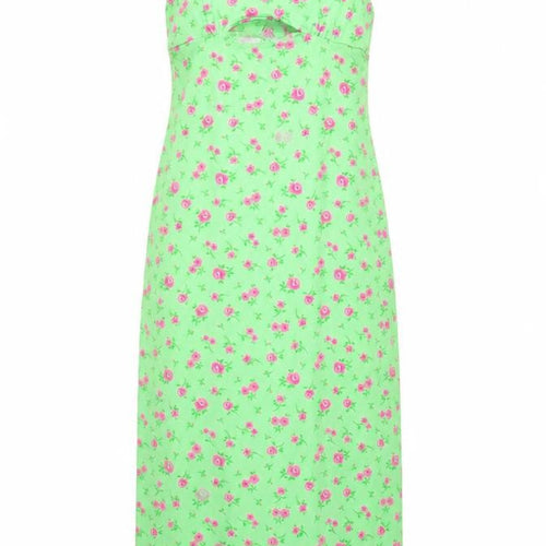 ASOS Women Green Floral Slip Dress Size 10 Sleeveless Midi