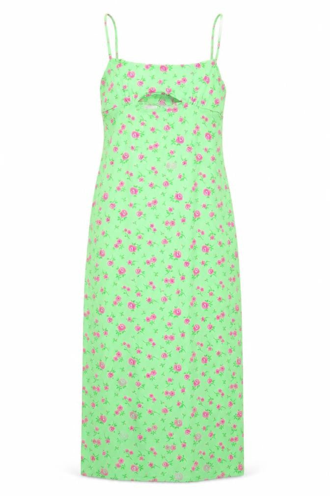 ASOS Women Green Floral Slip Dress Size 10 Sleeveless Midi
