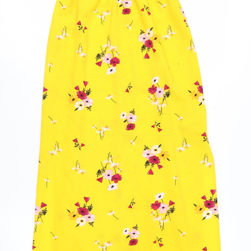 H&M Women Yellow Floral Midi Slip Dress Size 4