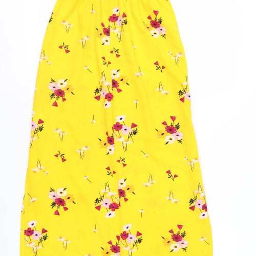 H&M Women Yellow Floral Midi Slip Dress Size 4