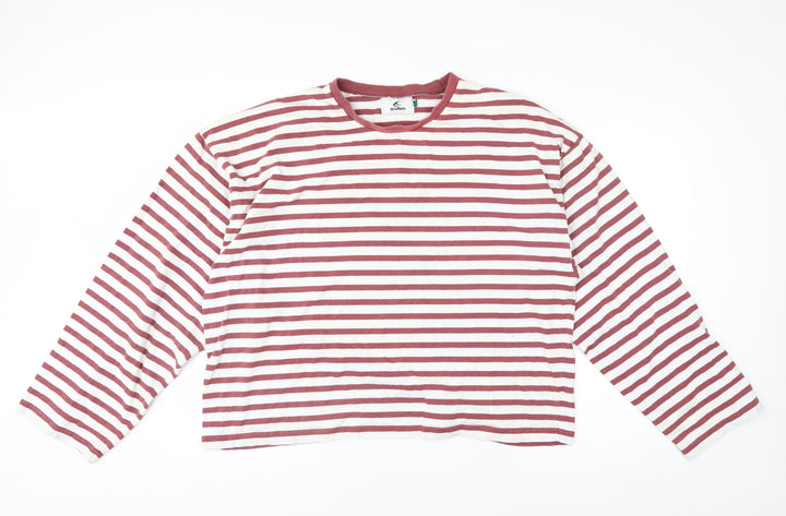 Scuffers Men's Red White Striped Long Sleeve Cotton Top 2XL Relaxed Fit