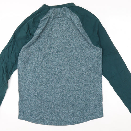 Topman Men's Blue Long Sleeve Colourblock Casual T-Shirt Size S