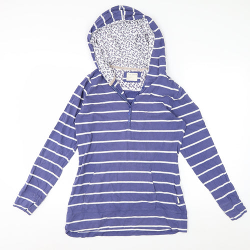 One Earth Women’s Blue Striped Pullover Hoodie Size 14 Cotton