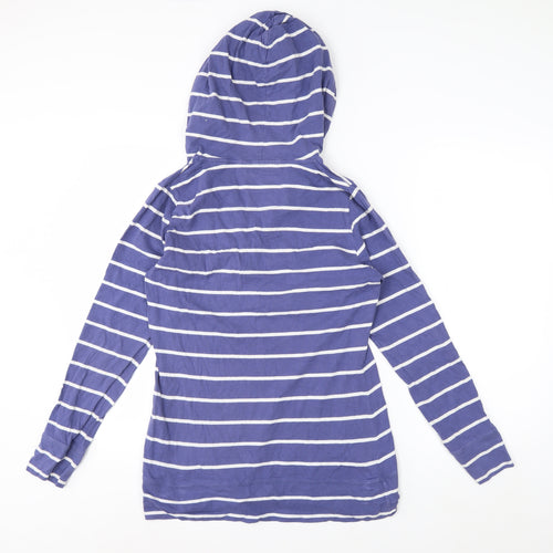 One Earth Women’s Blue Striped Pullover Hoodie Size 14 Cotton