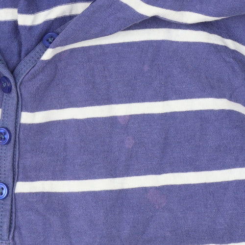 One Earth Women’s Blue Striped Pullover Hoodie Size 14 Cotton