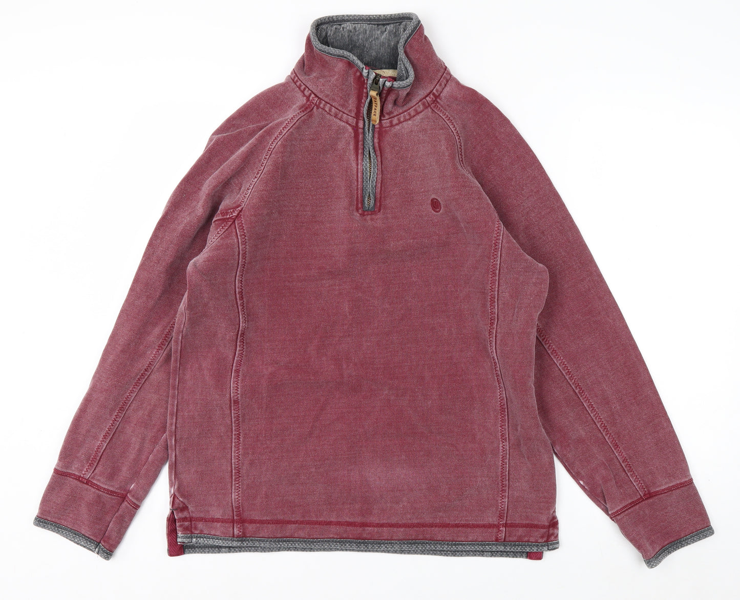 FatFace Men's Red 1/4 Zip Pullover Sweatshirt S Cotton Casual
