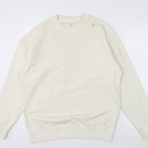 Marks and Spencer Men's Ivory Relaxed Fit Sweatshirt M