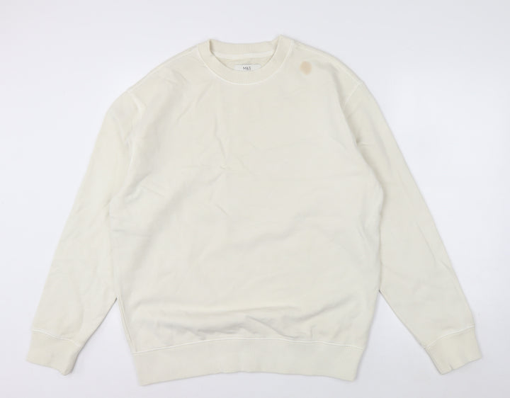 Marks and Spencer Men's Ivory Relaxed Fit Sweatshirt M