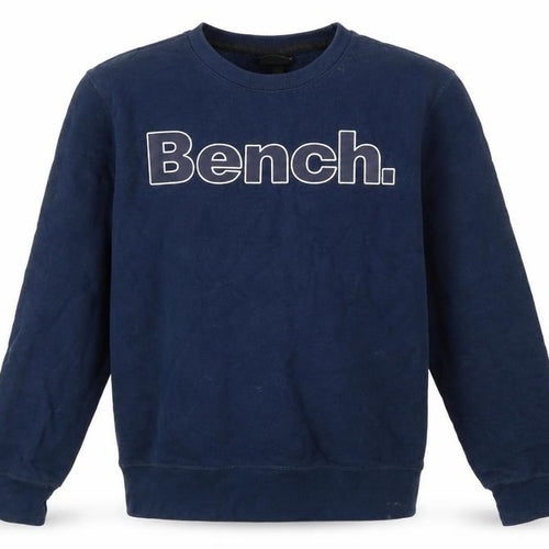 Bench Men’s Blue Sweatshirt S Pullover Crew Neck Logo Cotton Blend