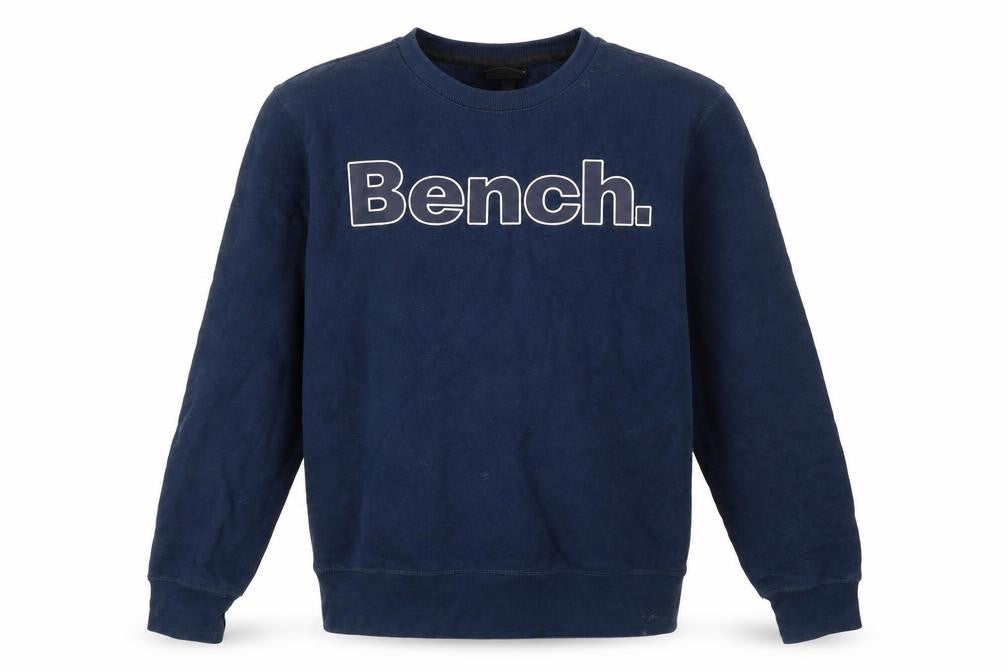 Bench Men’s Blue Sweatshirt S Pullover Crew Neck Logo Cotton Blend