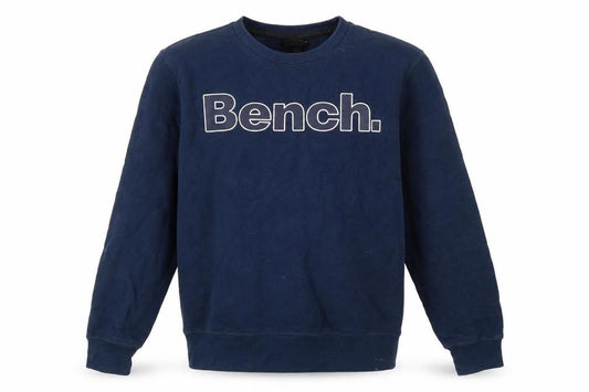 Bench Men’s Blue Sweatshirt S Pullover Crew Neck Logo Cotton Blend