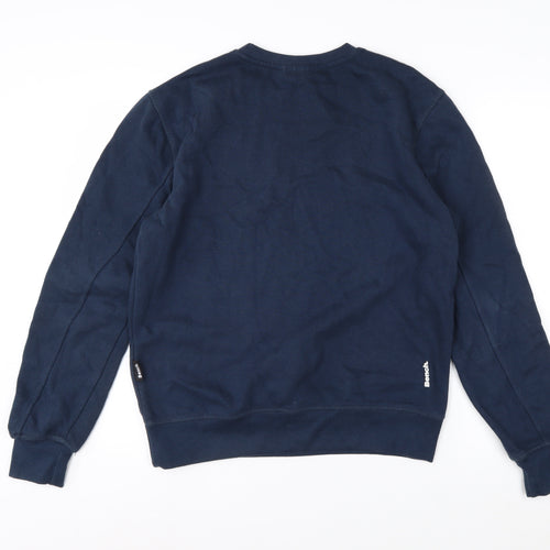 Bench Men’s Blue Sweatshirt S Pullover Crew Neck Logo Cotton Blend