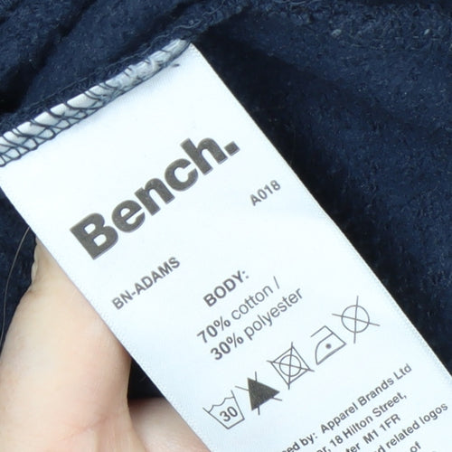 Bench Men’s Blue Sweatshirt S Pullover Crew Neck Logo Cotton Blend
