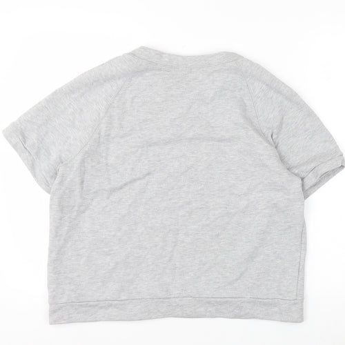 H&M Womens Grey Short Sleeve Pullover Sweatshirt Size 12 Graphic Print