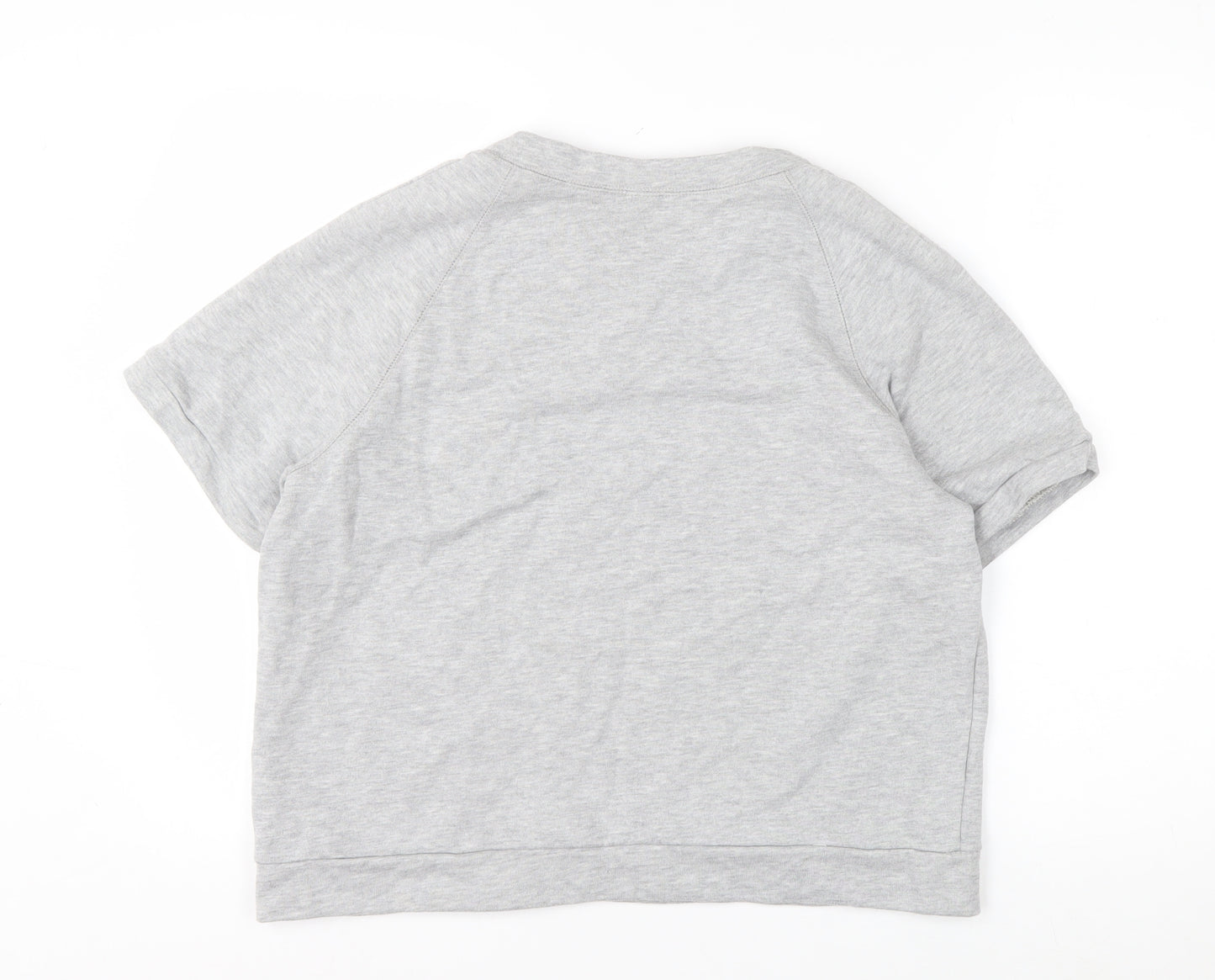 H&M Womens Grey Short Sleeve Pullover Sweatshirt Size 12 Graphic Print