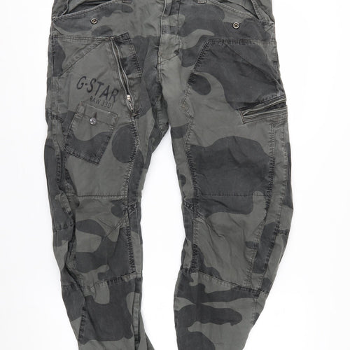 G-Star RAW Men’s Green Camouflage Cargo Tapered Trousers Size 34x32