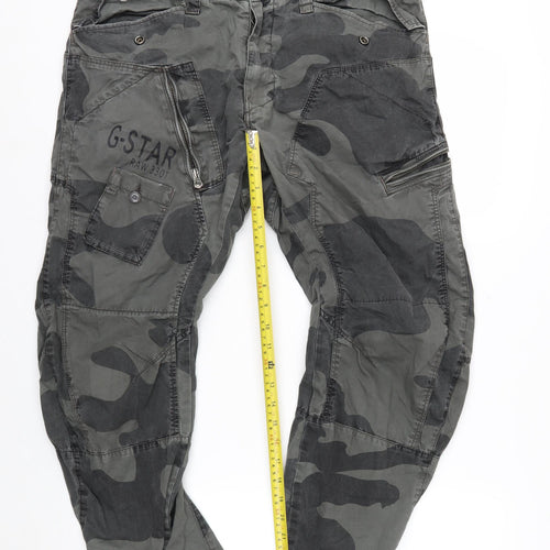 G-Star RAW Men’s Green Camouflage Cargo Tapered Trousers Size 34x32