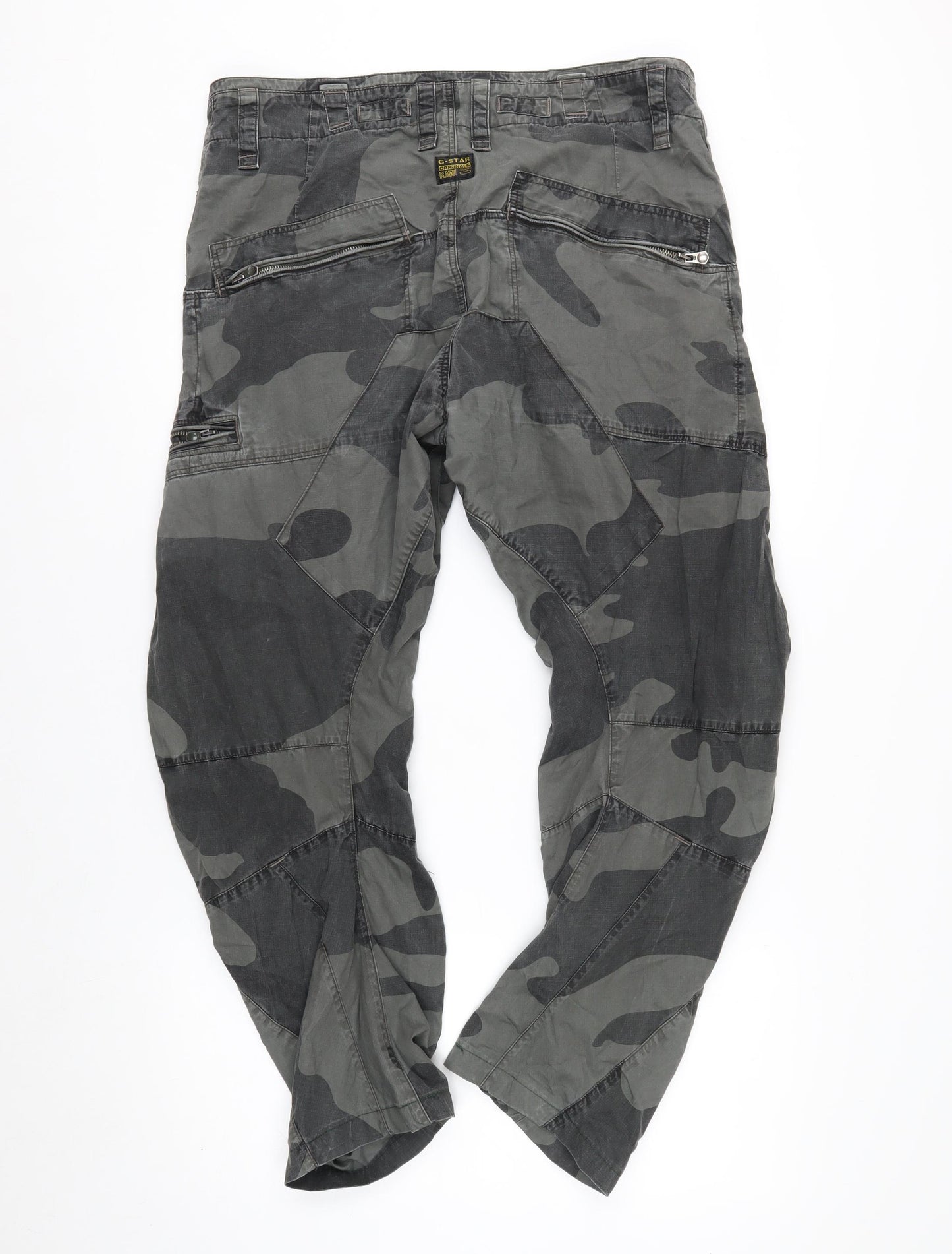 G-Star RAW Men’s Green Camouflage Cargo Tapered Trousers Size 34x32
