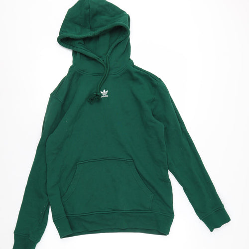 Adidas Men's Green Pullover Hoodie L Regular Fit Cotton Sportswear