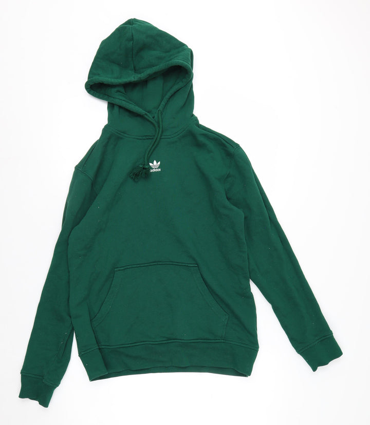 Adidas Men's Green Pullover Hoodie L Regular Fit Cotton Sportswear