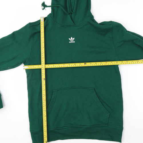 Adidas Men's Green Pullover Hoodie L Regular Fit Cotton Sportswear