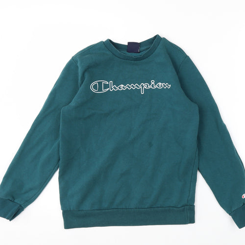 Champion Boys Green Pullover Sweatshirt 11-12 Years Crew Neck Fleece