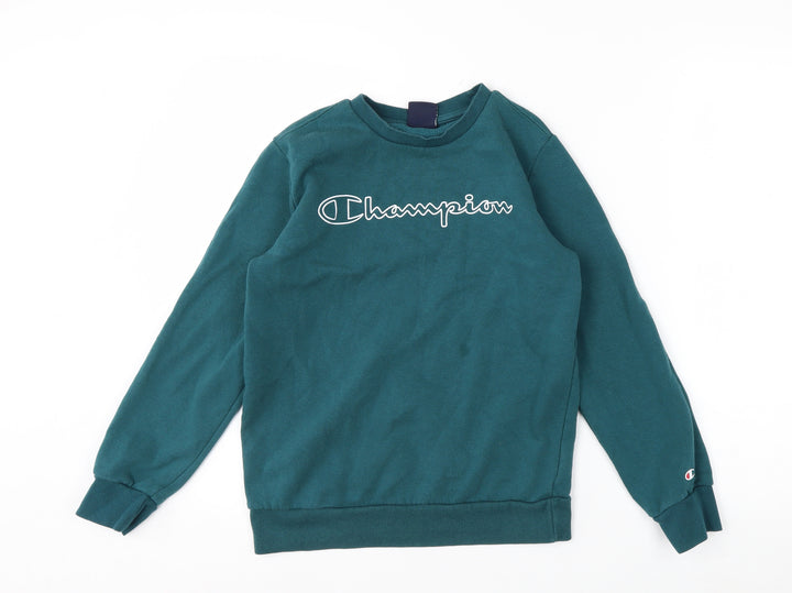 Champion Boys Green Pullover Sweatshirt 11-12 Years Crew Neck Fleece