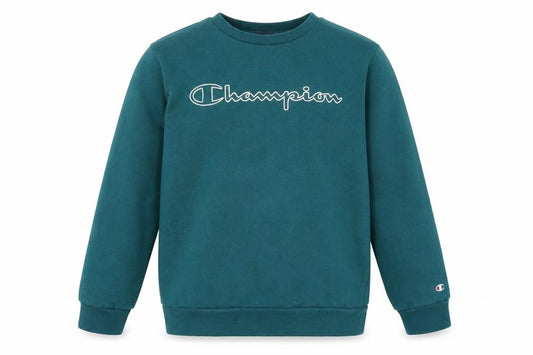 Front view of Champion boys’ green pullover sweatshirt 11-12 years crew neck fleece