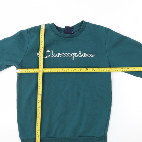Champion Boys Green Pullover Sweatshirt 11-12 Years Crew Neck Fleece