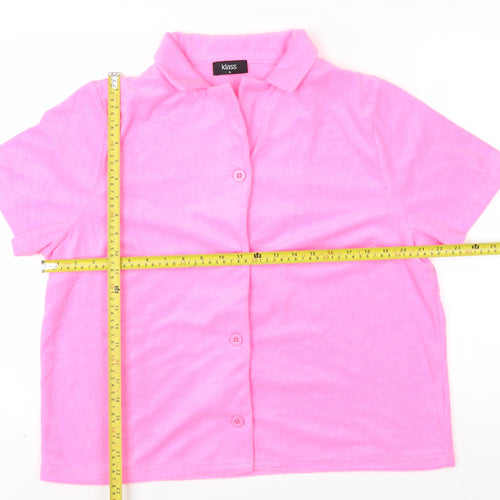 Klass Women's Pink Short Sleeve Collared Button-Up Blouse XL