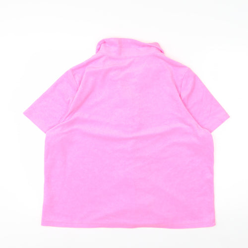 Klass Women's Pink Short Sleeve Collared Button-Up Blouse XL