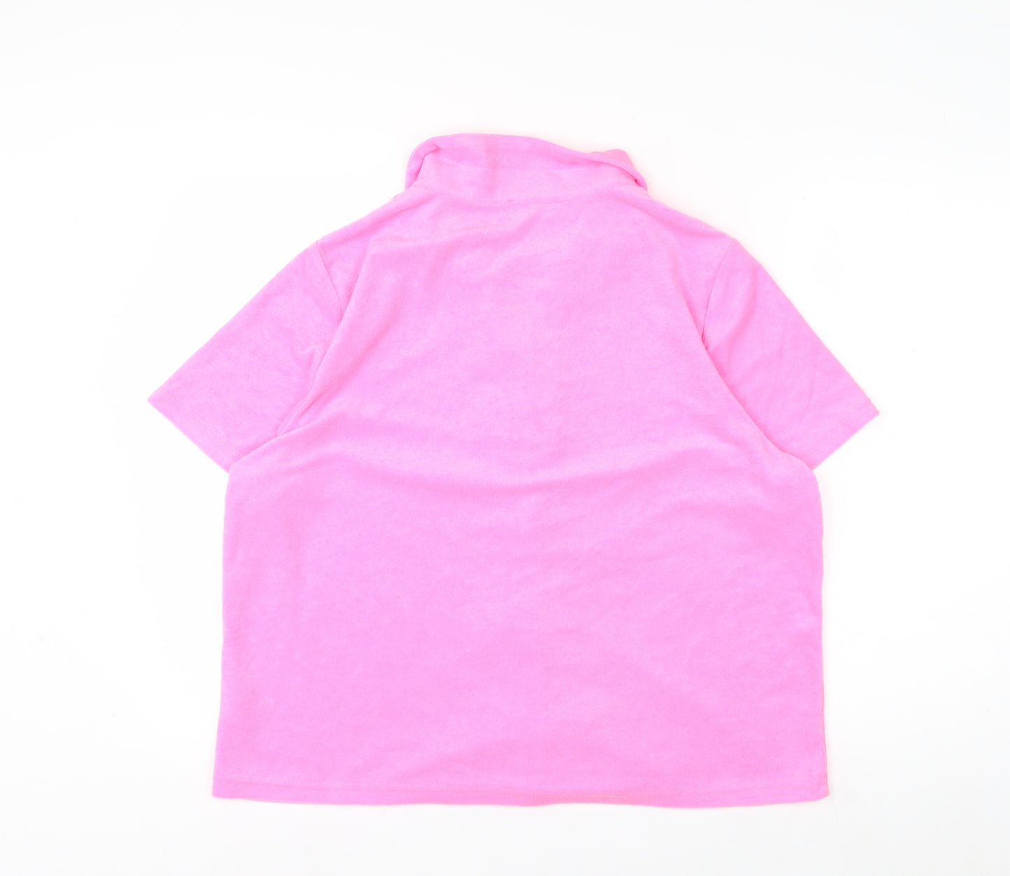 Klass Women's Pink Short Sleeve Collared Button-Up Blouse XL