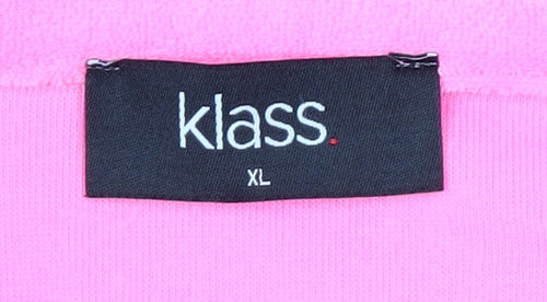 Klass Women's Pink Short Sleeve Collared Button-Up Blouse XL
