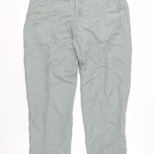 Marks and Spencer Men's Green Linen Blend Chino Trousers 32W 31L