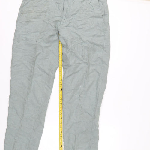 Marks and Spencer Men's Green Linen Blend Chino Trousers 32W 31L