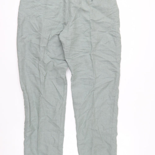 Marks and Spencer Men's Green Linen Blend Chino Trousers 32W 31L