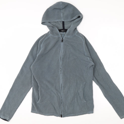 Theory Mens Grey Cotton Full Zip Hooded Jumper M