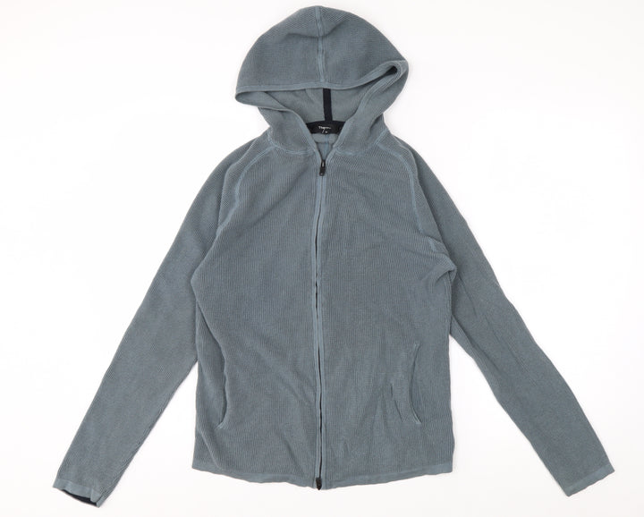 Theory Mens Grey Cotton Full Zip Hooded Jumper M