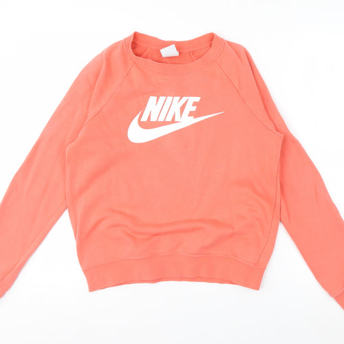 Nike Womens Coral Crew Neck Pullover Sweatshirt XS Cotton Blend