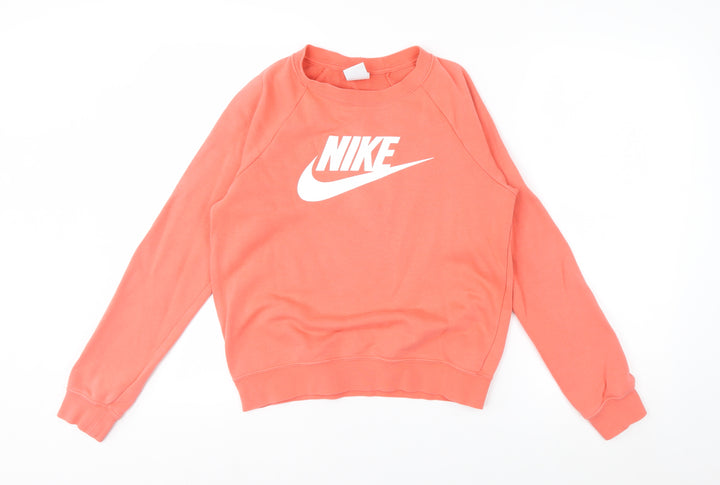 Nike Womens Coral Crew Neck Pullover Sweatshirt XS Cotton Blend