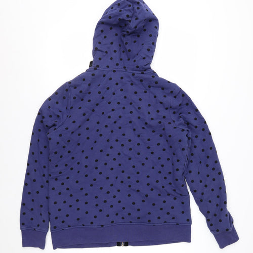Boden Womens Blue Polka Dot Full Zip Hoodie Size M Lined Casual
