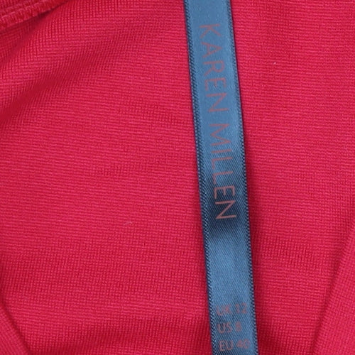 Karen Millen Women's Red Off Shoulder Long Sleeve Slim Fit Jersey Top Size 12